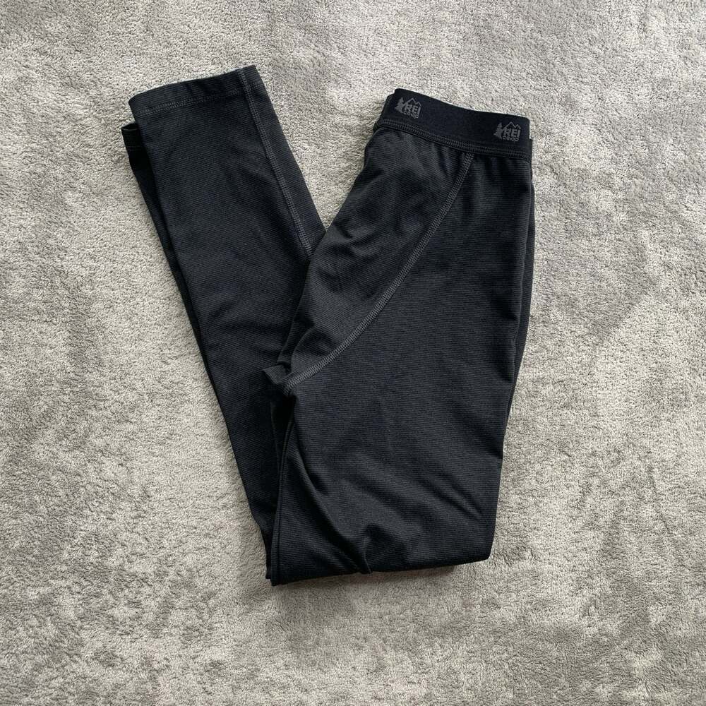 REI Co-op Pants Kids Medium 10/12 Midweight Base Layer Bottoms Thermal Black